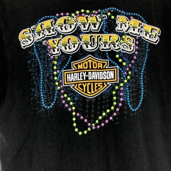 Harley Davidson Mardi Gras New Orleans Louisiana black shirt sleeve shirt - Picture 7 of 14
